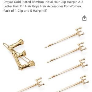 Brand new unopened Drayas Gold plated letter E hair clip and pins.